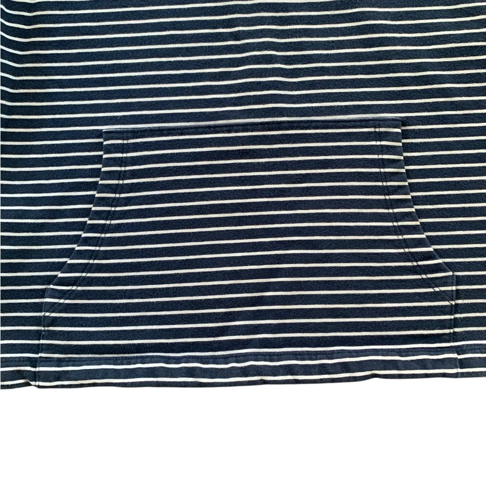 Talbots Navy Stripe Knit Top Small Coastal Grandma Ribbed Trim Pocket Preppy - Picture 4 of 6